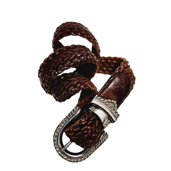 4x$25 Leather braided brown bohemian belt size medium - Picture 1 of 10